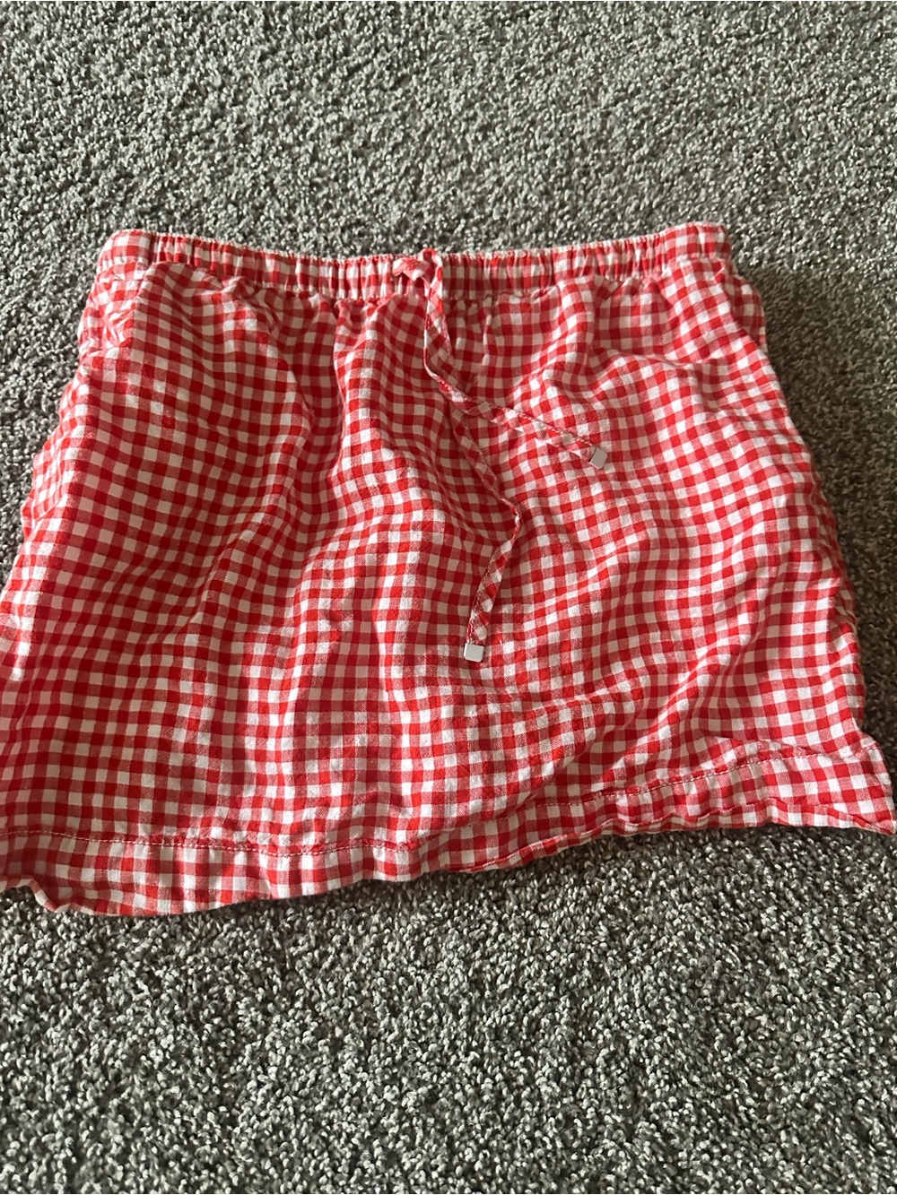C&C California Red and White Gingham Drawstring Mini Skirt